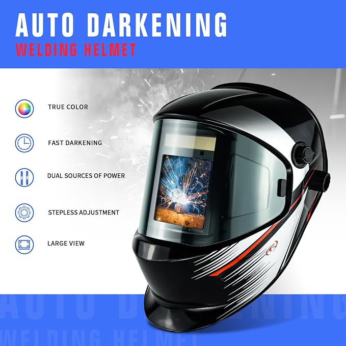 TRQWH Panoramic 180° Large Viewing True Color Solar Powered Welding Helmet & Welding Backpack for Men Waterproof Reinforced Bottom Large Capacity Extreme Gear Pack