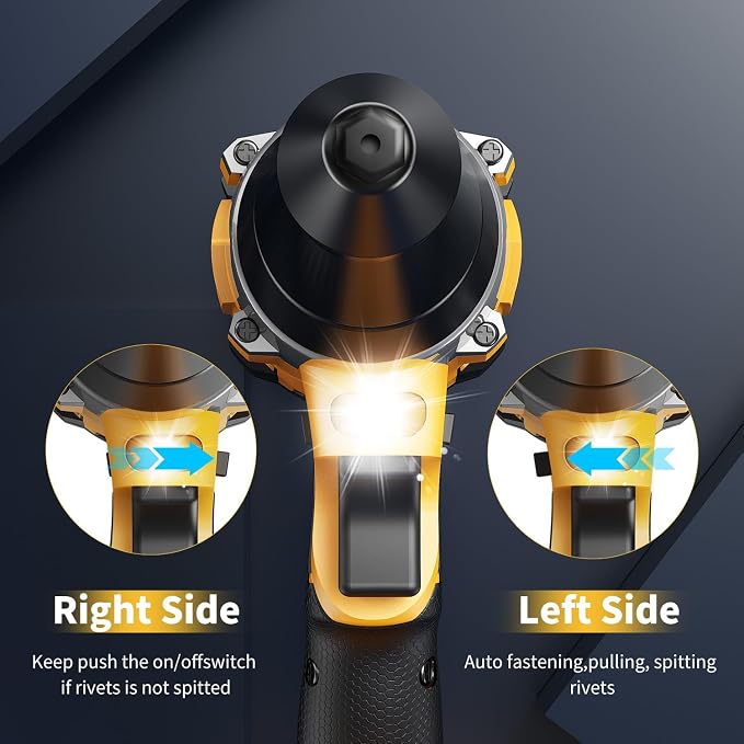 Electric Rivet Gun Compatible with Dewalt 20V Battery,Cordless Rivet Tool With 3 Size (1/8", 5/32", 3/16"),Brushless Pop Rivet Gun Kit (No Battery) for Autorepair DIY