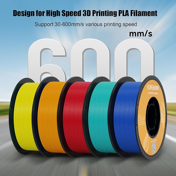 Kingroon High Speed PLA Bundle 3D Printer Filament 1.75mm, 3D Printer Rapid Filament for 30-600mm/s Hyper Printing Filament, Dimensional Accuracy +/- 0.03 mm, 10 kg Plastic Spool (22lbs（Black）