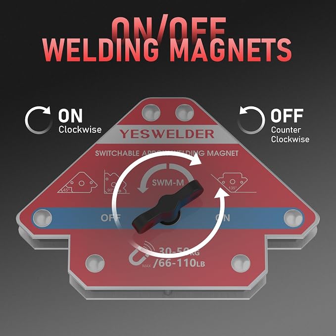 YESWELDER 75 LB Welding Magnet 2 Pieces of Magnetic Welding Holder 75 LBS Holding Power & Switchable Arrow Welding Magnet 66-110LBs On/Off Switch Arrow Magnetic Welding Holder