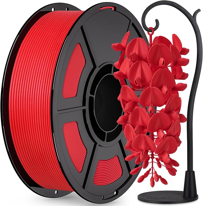 IEMAI Matte PETG Filament 1.75mm Red 1kg, Smooth Matte Finish 3D Printer Filament with Minimal Layer Lines & Low Warping, +/-0.02mm Dimensional Accuracy