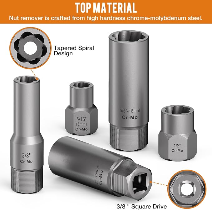 12-Piece Deep and Shallow Bolt Extractor Socket Set, Upgrade Stripped Easy Out Bolt Nut Remover Set For Removing Studs, Damaged, Frozen, Rusted, Rounded-Off Bolts, Nuts & Screws