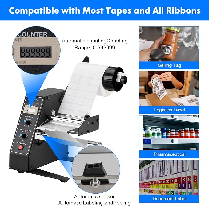 Automatic Label Dispenser,1150D,Automatic Label Separator,Label applicator, 110V,1-8m/min, Auto Counting Portable Label Applicator for Various Bottles Label Sizes