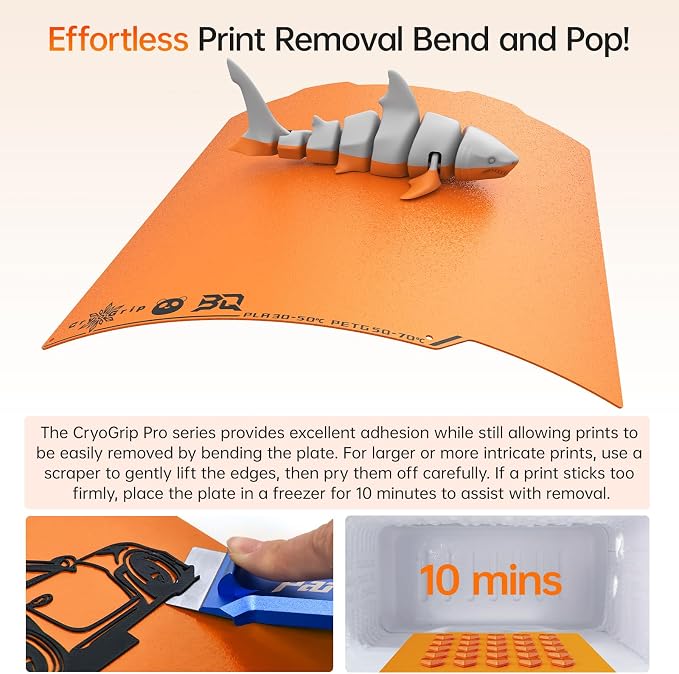 BIQU Cryogrip Pro Frostbite Matte Orange Cold Build Plate for Bambu-Lab A1 Mini 3D Printer 184x184MM Double-Sided Upgrade Room Temperature Print Removable Surface Platform