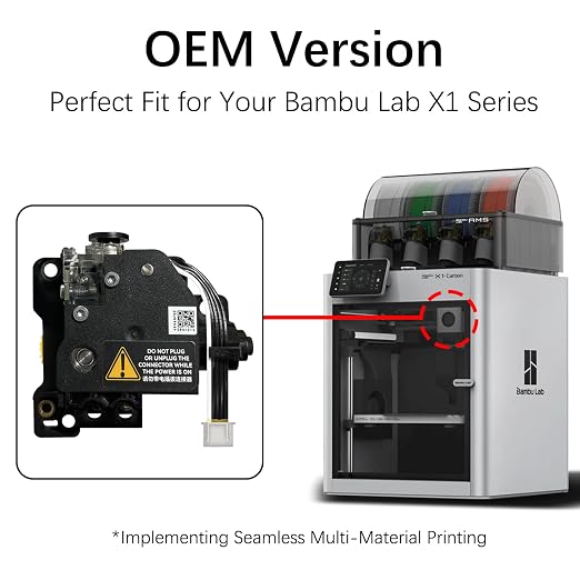 Original Hardened Steel X1C Extruder Unit for Bambu Lab X1C 3D Printer with Dual Gears for Increased Extrusion Force & Filament Run-Out Detection