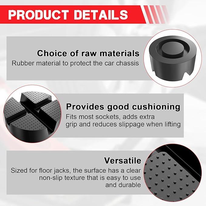 Floor Jack Rubber Pad, Floor Jack Pad Universal Jack Stand Rubber Pinch Protector Car Adapter Anti Slip Floor Trolley Support, Flat Top Jack Pad Adapter for Cars Protector