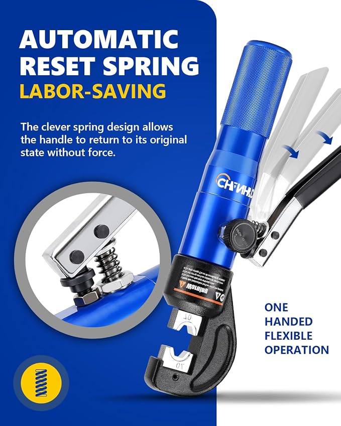 Hand Operated Hydraulic Crimping Tool Hydraulic Cable Lug Crimper 8 US TON 12 AWG to 00 (2/0) Electrical Terminal Cable Wire Tool Kit with 9 Die