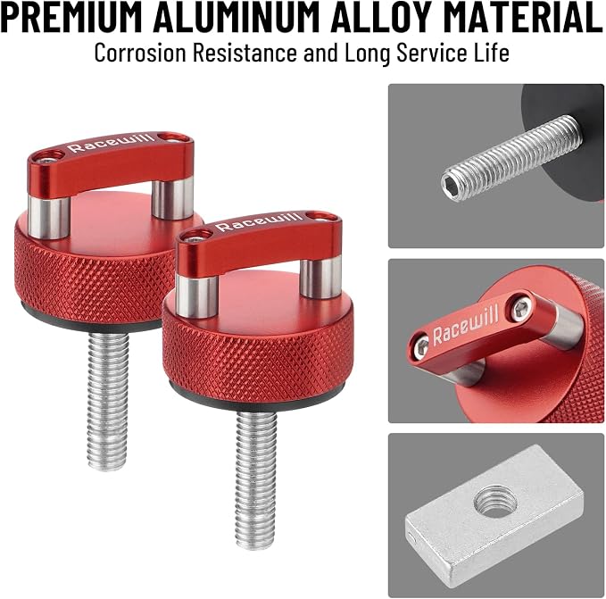6PCS Red Hard Top Quick Removal Fastener Thumb Screws with Nut Plates Compatible with 2007-2022 Jeep Wrangler JK/JKU/JL/JLU Gladiator JT