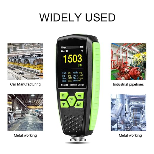 Professional Paint Thickness Gauge, Digital Coating Thickness Gauge for Magnetic/Non-Magnetic Materials, Paint Depth Gauge with Voice Broadcast/Color HD Display, Car Coating Thickness Meter