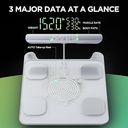 RunStar Smart Scale for Body Weight and Fat Percentage FSA&HSA Eligible, 8-Electrode Digital Bathroom Scale with BMI, Body Fat & Muscle Mass to 28 Body Composition and Printable Body Analysis Report