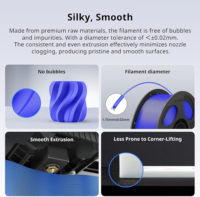 ANYCUBIC PLA Plus (PLA+), 3D Printer Filament 1.75mm, High Toughness 3D Printing Filament, Dimensional Accuracy +/- 0.02mm, Print with Most FDM 3D Printers, 1KG Spool, Dazzling Blue