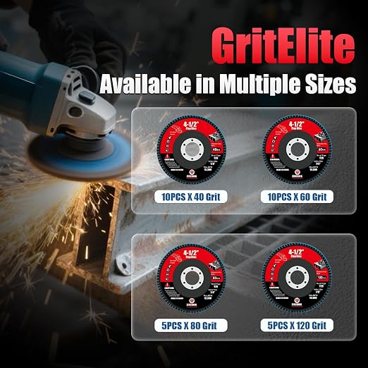 30 Pack Flap Discs 4 1/2 for Angle Grinder, 40/60/80/120 Grit Type 29 Zirconia Abrasive Grinding Wheel, 7/8" Flap Sanding Disc for Metal, Wood, Stainless Steel Finishing