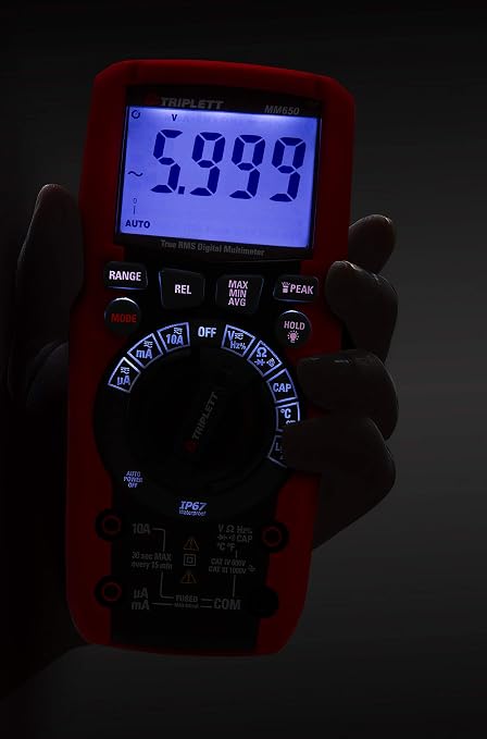 Triplett MM650 CAT IV True RMS 6000 Count Digital Multimeter with Lo Z - AC/DC Voltage, AC/DC Current, Resistance, Temperature, Capacitance, Frequency, Diode, Continuity