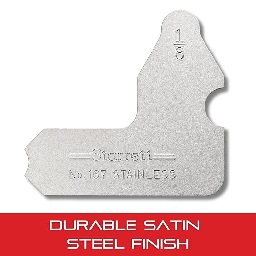Starrett Individual Radius Gage for Both Convex and Concave Radii - Ideal for Carpenters and Constructions - Stainless Steel, 1/8" Radius Gage, Inch Reading - 167-1/8