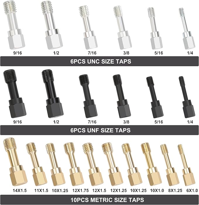 Hromee 49-Piece Thread Chaser Set, UNC UNF & Metric Thread Restorer Tool, Thread Cleaner Rethreading Master Kit