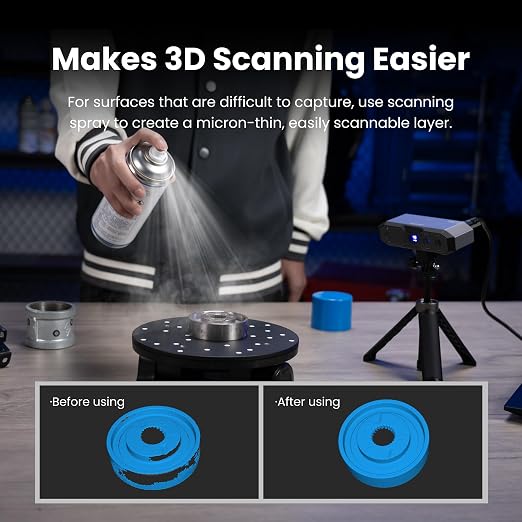 Revopoint 3D Scanning Spray for 3D Scanners, No Cleaning Needed, for Transparent, Reflective or Highly Textured Surfaces Objects, 400ml, Blue