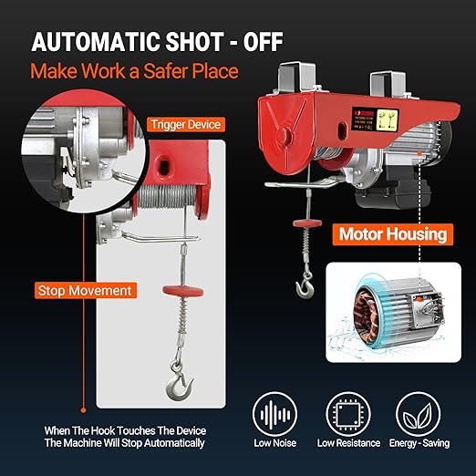 440 Lbs Electric Hoist Winch with 14 ft Wired Control - 110V Electric Winch with 40ft Lift Height for Garage, Warehouse, ATV, Engine Hoisting, Furniture & Drywall Lifting