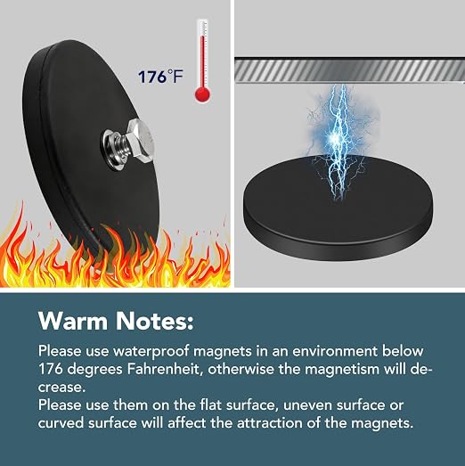 DIYMAG 1/4 inch Rubber Coated Anti-Scratch Mounting Magnet for Camera, Adhesive Power 65LBS 12Pcks Magnets Based with Strong Magnetic License Plate Hold for Light Bar, Mirror, Camera