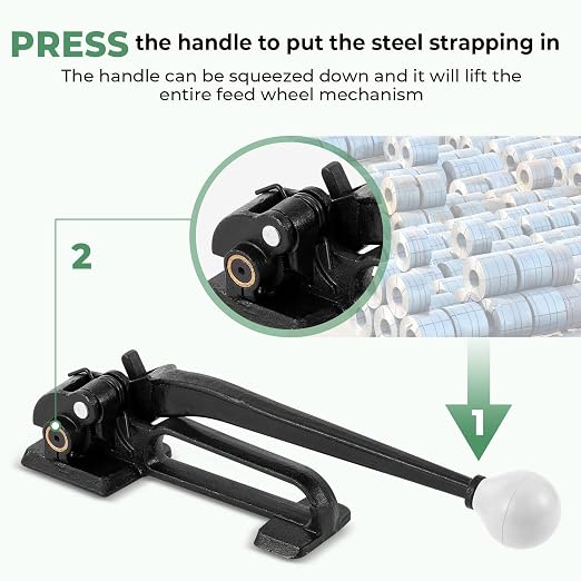 Steel Strapping Tensioner for 1/2" to 3/4" Width Strapping | Steel Banding Strapping Tool for 0.3-0.4mm Thickness, Heavy-Duty Manual Tool Banding Kit