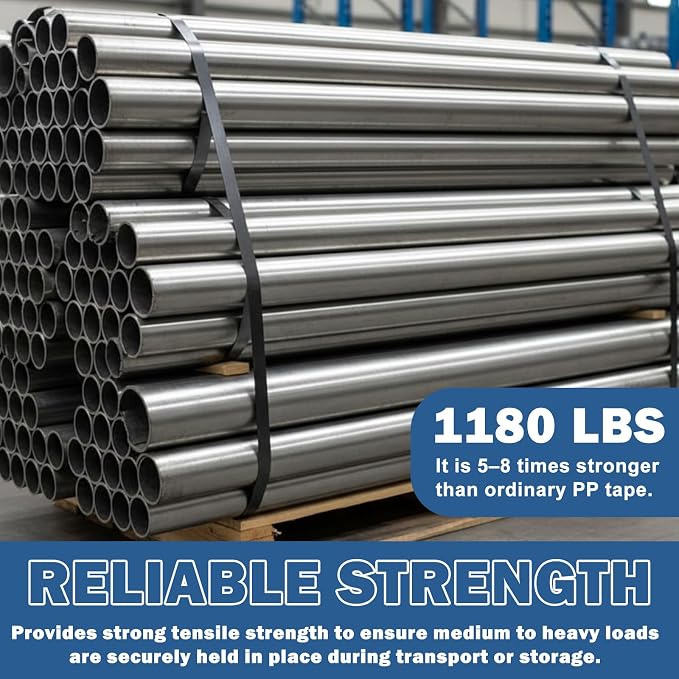 LEIFIDE 1/2" x 0.02" x 500' Steel Strapping Coil 1100 Lbs Break Strength Painted & Waxed Heavy-Duty Metal Banding Cut-Resistance Self-Dispensing Box for Pallet Brick Pipe Lumber Heavyweight Bundling