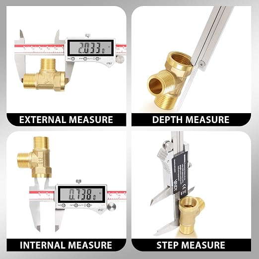 VINCA IP67 Grade Digital Caliper, DIPA-0605 0-6 Inch/150mm, Inch/Millimeter/Fraction Conversion, Stainless Steel, Large LCD Screen