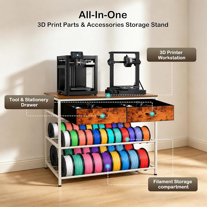 3D Printer Stand with Filaments Storage, Sturdy 39.4" 3D Printer Table Rack | Heavy Duty