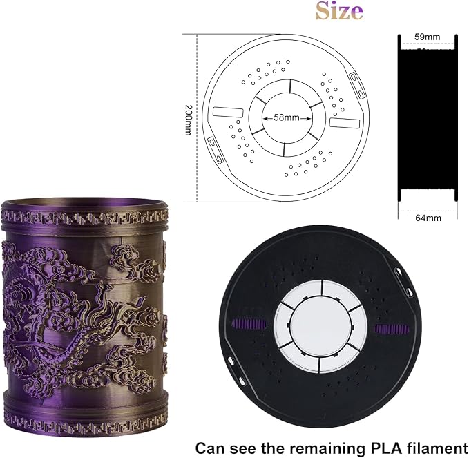 Kingroon PLA Filament, Multicolor Silk PLA Filament, Dual Color 3D Printer Filament, 1.75 mm, Dimensional Accuracy +/- 0.03 mm, 1kg Spool(2.2lbs), Gold Purple