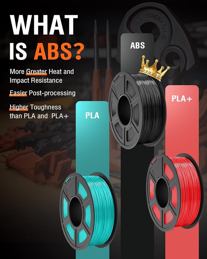 SUNLU ABS Filament 1.75mm,Black,5kg | 3D Printer Filament,Highly Resistant Durable,Heat Resistance,Excellent Toughness,For 99% FDM 3D Printers.