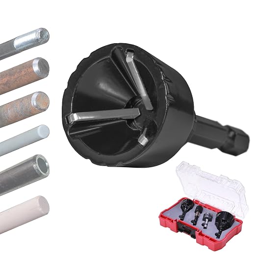 Tungsten Carbide Inner and Outer Deburring External Chamfer Tool Set for Removing Burr, Quick Release Hex Shank Deburring Tool for Metal Rod, Tube, Copper/PVC Pipe