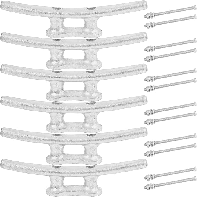 6/8/10/12/14 inch Dock Cleats With Bolts,Hot Dipped Galvanized Cast Iron Boat Cleats,Rope Cleat Boat Dock Cleats for Boat Docks,Decks,Piers for Tying up Boats,Marine Decor(1,2,4,5,6,8,10,12 Pack)