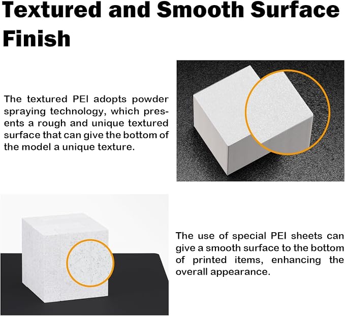 HzdaDeve P1S Build Plate for Bambu Lab P2S/X2D/P1S/P1P/A1/X1C Dual-Textured and Smooth PEI Plate Sheet 257.5x257.5MM Heated Bed Spring Steel Flexible Platform Black Board for 3D Printer Accessories