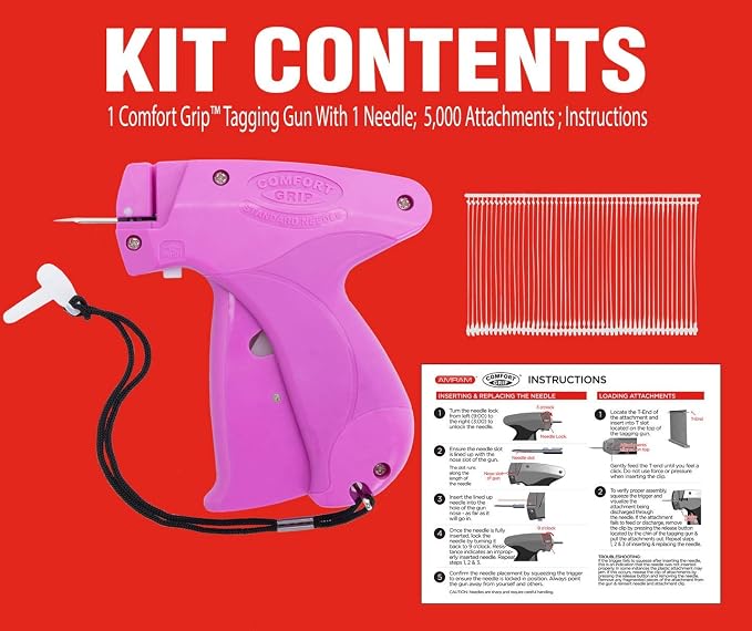 Comfort Grip Price Tagging Gun, Includes Standard Retail Price Tag Attacher Gun for Clothing, 5,000 2-in Barbs Attachments, 1 Needle