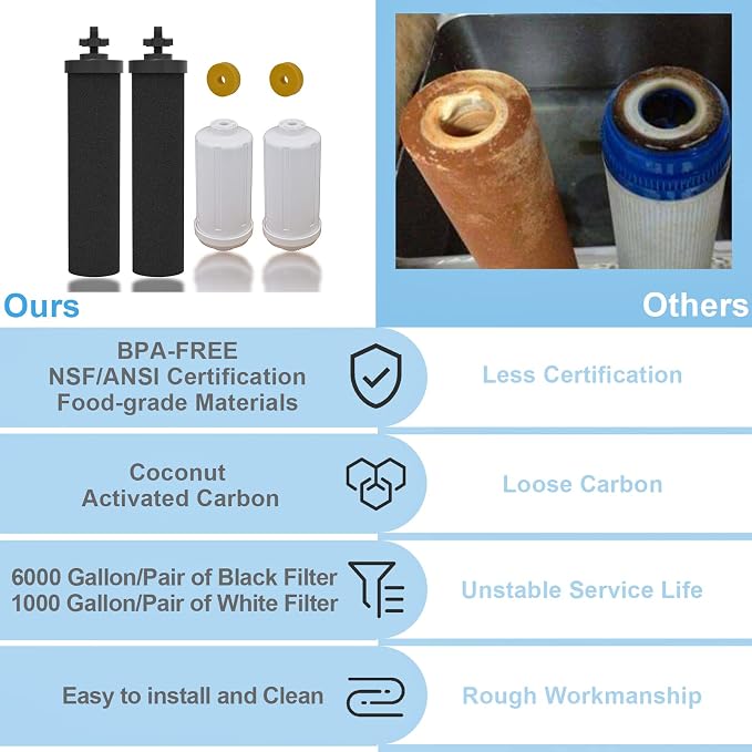Water Filter Replacement Compatible with Berkey® Water Filter System, IT'S PURE EXPERT Replacement for BB9-2® Filter & PF-2® Fluoride Filters, 4PCS