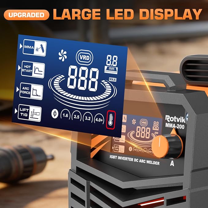 200Amp Stick Welder-Large LED Display, 110V/220V Dual Voltage Portable MMA Welding Machine with Hot Start, Arc force and Anti-Stick, Lift TIG Torch & 220V Adapter, 20PCS Rods Stick Welder