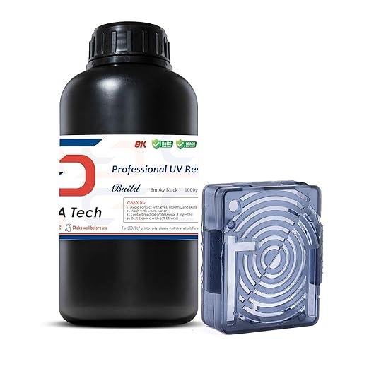 Siraya Tech Build 3D Printer Resin - High Precision Engineering Resin, Non-Brittle, Tappable, Low Warp & Shrink, for Detailed Models & Functional Parts and 8K LCD 3D Printers (Smoky Black, 1kg)