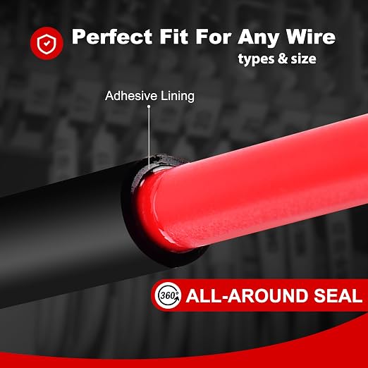 3/16" 65ft 3:1 Heat Shrink Tubing with Adhesive Lining - Marine Grade, Ideal for Home, Automotive, and Industrial Use - Black