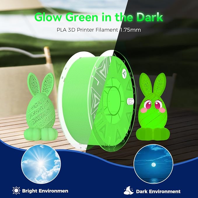 Official Creality Hyper PLA 3D Printer Filament, Glow in The Dark Filament, Luminous PLA 1.75mm, Best with UV Lamps, RFID Filament Fit Most FDM 3D Printers, 1KG Spool (2.2 lbs)