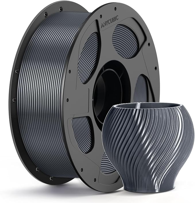 ANYCUBIC PETG Filament 1.75mm, 3D Printer Filament, Dimensional Accuracy +/- 0.02mm, Exceptional Toughness, Print with Most FDM 3D Printers, 1KG Reusable Spool, Texture Silver