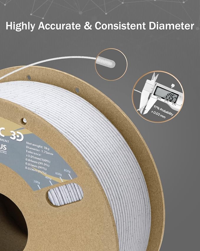 DURAMIC 3D PLA+ Printer Filament 1.75mm PLA Plus Neatly 2Kg Spools | PLA Pro Tougher and Stronger, Dimensional Accuracy Probability +/- 0.02mm 2Pack Marble