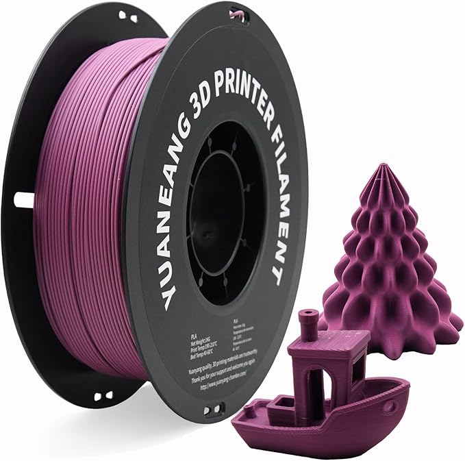 Matte Soft Purple PLA 3D Printer Filament 1.75mm, 1kg Spool, Gentle Non-Reflective Matte Finish, ±0.03mm Precision, Low-Warp & Easy Printing, Ideal for Decorative Models, Artistic Crafts