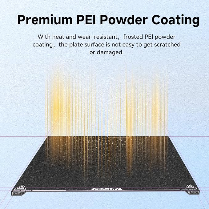Creality Official K2 Plus Build Plate Frosted PEI Sheet, 370x370mm Flexible Spring Surface Excellent Heat Resistance Easy Model Removal 3D Printer Platforms for K2 Plus(Without Magnetic Base)