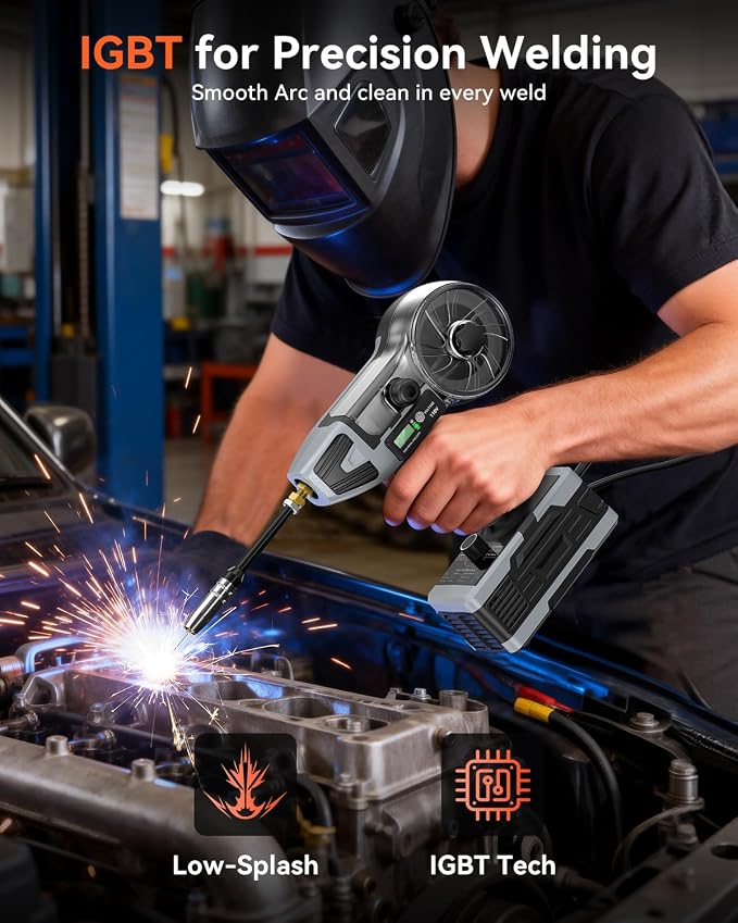 2 in 1 MIG and Stick Welder: 250A Handheld Portable Welding Machine, 110V Gasless Flux Core Wire Feed Welder & MMA ARC Welder Gun, 3.97lb w/LCD Display, for .032"/.040" Wire and 3/32"-1/8" Rod