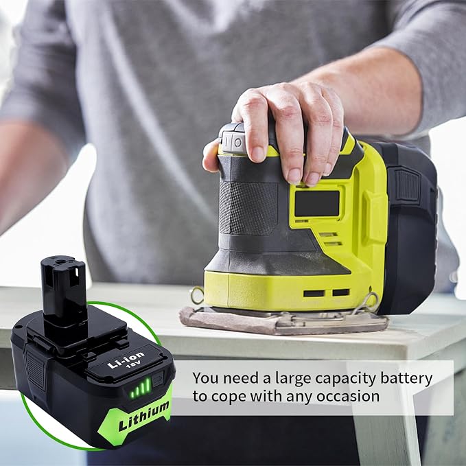 2 Packs 6.0Ah 18V Battery Replacement for Ryobi 18V Lithium-Ion Battery, Compatible with Ryobi 18 Volt Batteries Cordless Power Tools
