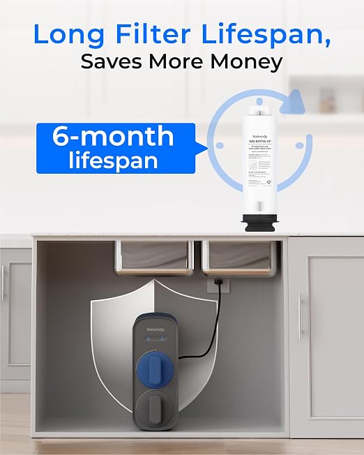 Waterdrop G5P700-PRO-CF Replacement for G5P700-PRO System, 6-Month Lifetime | NSF/ANSI 372 Certified, Long Filter Lifespan, Easy and Quick Filter Replacement, Under-Sink Reverse Osmosis Filter
