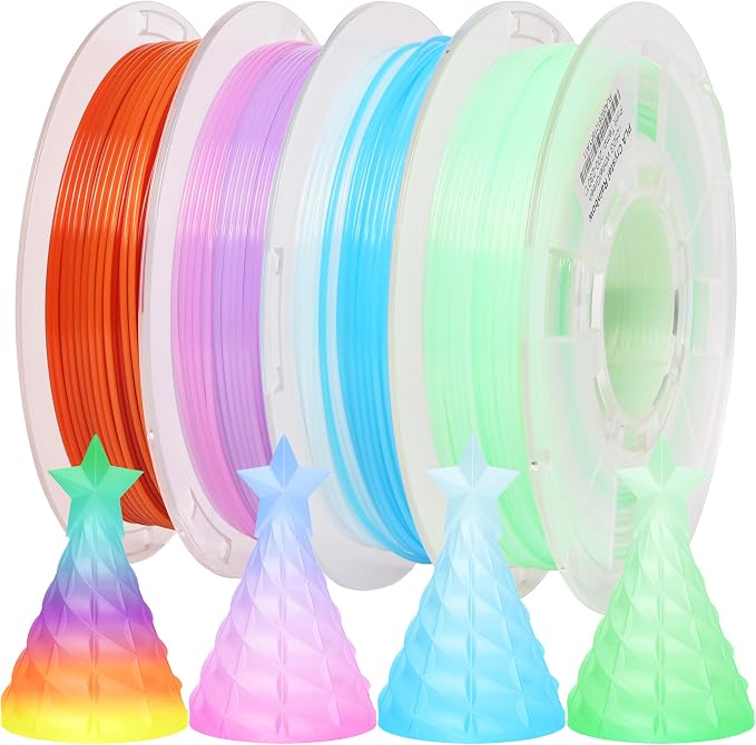 RAMBERY Clear Rainbow PLA Filament Bundle 1.75mm, Crystal Transparent PLA 3D Printer Filament, Dimensional Accuracy +/- 0.02 mm, 250X4 Spools