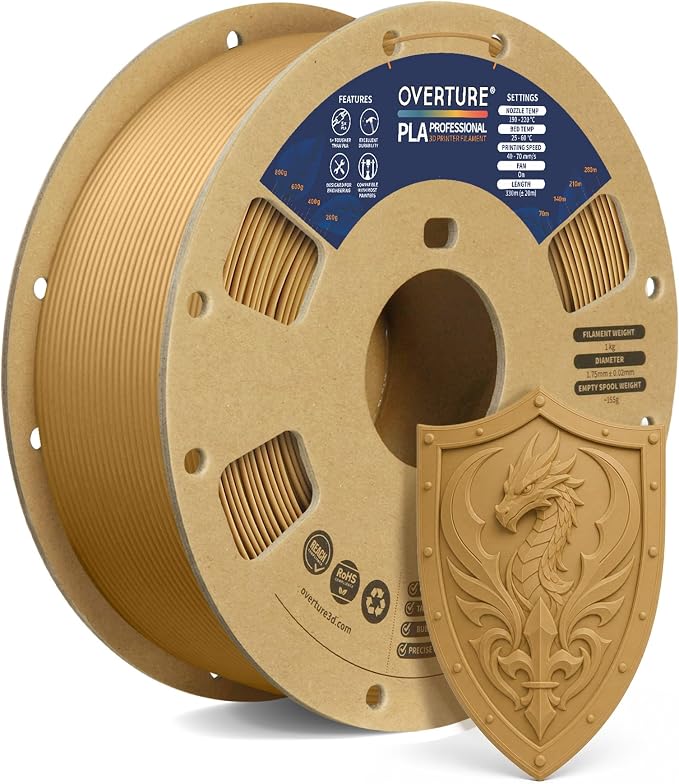OVERTURE PLA Plus (PLA+) Filament 1.75mm, Stronger & More Durable, Professional Toughness 3D Printer Filament 1kg (2.2lbs), High Precision +/- 0.02mm, Tangle-Free (Brown)