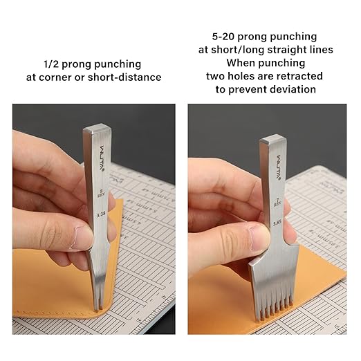 WUTA Leather Chisel All-Polished Die-Steel Puncher French Style Pricking Iron Sharp Leather Punching Tool Kits