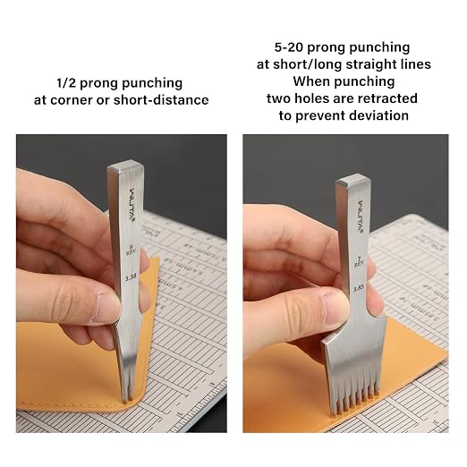 WUTA Leather Chisel All-Polished Die-Steel Puncher French Style Pricking Iron Sharp Leather Punching Tool Kits