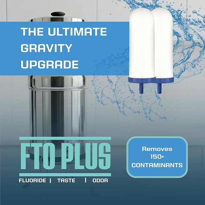 Coldstream FTO Plus Water Filter Cartridge (4 Pack) - Dependable for Easy Installation as a Berkey Replacement - Ceramic Gravity Filter For Stainless Steel Systems