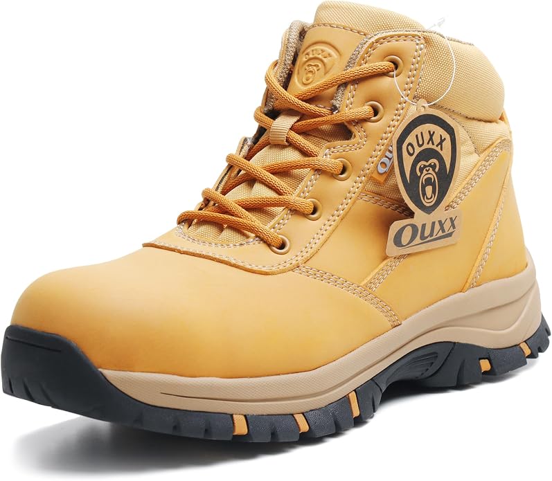 5" Waterproof Steel Toe Work Boots for Men, Safety Shoes with Side Zipper, ASTM F2413-18 Certified, Puncture-Proof Kevlar Midsole, Oil & Slip Resistant Rubber Sole, Construction Safety Boots(OX2518)